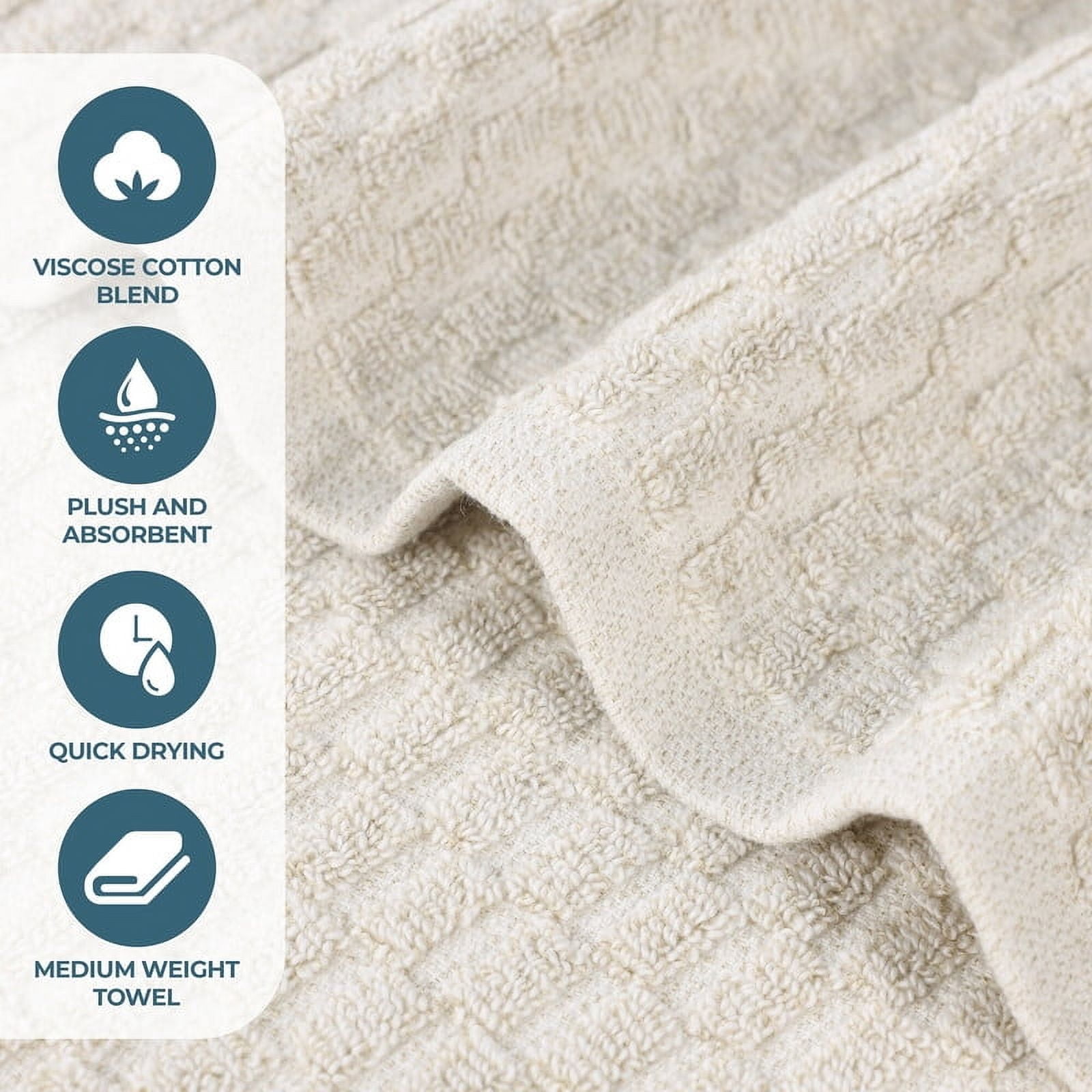 Superior Juno Viscose Cotton Blend Medium Weight 6 Piece Towel Set, Beige