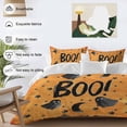 thumbnail image 3 of Halloween Black Bedding Duvet Cover Set Queen Size 4 Pieces Orange Ghosts Stars Full Moon Night Boo Bedding Set with Zipper Closure, 1 Comforter Cover 90x92 Inches 1 Flat Sheet & 2 Pillow Cases, 3 of 7