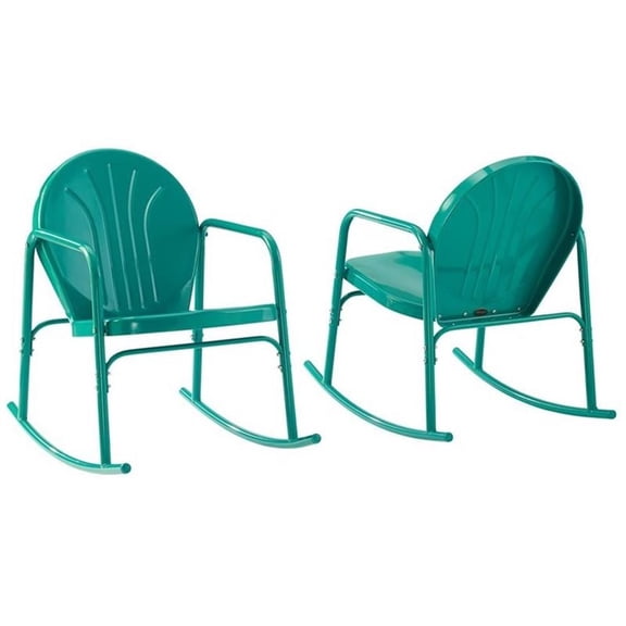 Afuera Living Steel Metal Rocking Chair in Turquoise Gloss (Set of 2)