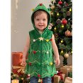 thumbnail image 6 of RUINIXCW Toddler Baby Girl Christmas Tree Costume Kids Fall Winter Warm Vest Jacket Little Girl Boy Star Pompom Sleeveless Zipper Hoodie Jacket Coat, 6 of 10