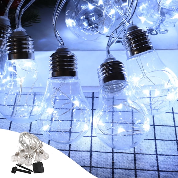 Fiudx Guirnalda de Luces Solares, Bombillas Led de Bajo Consumo, Diseño Impermeable E Irrompible, Decoración de Jardín Exterior, Fiestas En El Patio, Bodas, Panel Solar Ajustable, 10 Luces, Tamaño 20