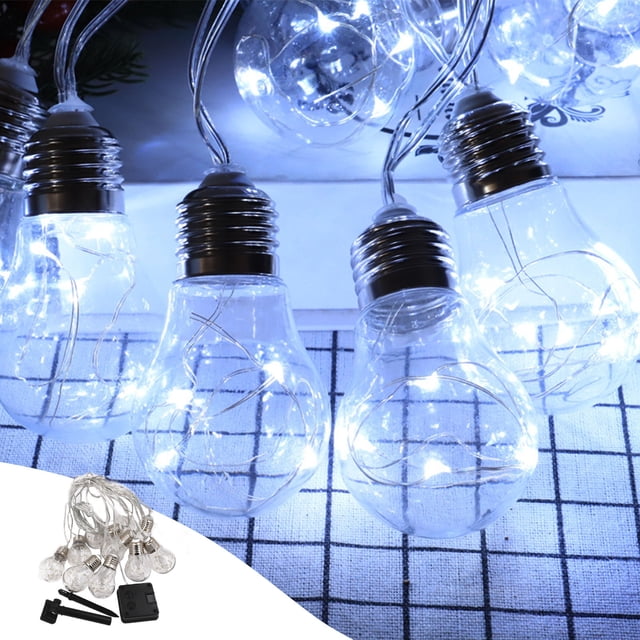 Fiudx Guirnalda de Luces Solares, Bombillas Led de Bajo Consumo, Diseño Impermeable E Irrompible, Decoración de Jardín Exterior, Fiestas En El Patio, Bodas, Panel Solar Ajustable, 10 Luces, Tamaño 20