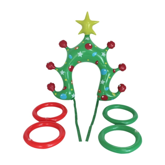 Juego de lanzamiento de aros, diadema inflable con forma de árbol de Navidad, juego de cruz, de lanzamiento de aros, juegos al aire libre para Navidad