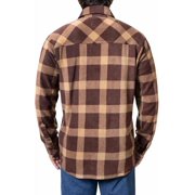 Freedom Foundry Mens Lightweight Plush Plaid Fleece Shirt (US, Alpha, Medium, Regular, Regular, Brown)