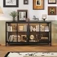thumbnail image 3 of WIAWG Storage Cabinet with 3-Color LED Lights, Glass Shelves & 4 Compartments, Sideboard Buffet for Living Room Dining Room, Black, 3 of 8