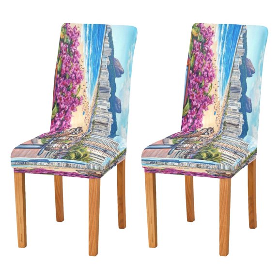 BZSMCE Chairs Slipcovers Dining Chair Covers Owls Play by The Sea Creative Pattern