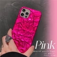 thumbnail image 4 of Compatible with iPhone 13 Pro Max Case, Cute 3D Tin Foil Pleated Luxury Phone Cover for Women Girls Cool Bling Designer Soft Slim Case for iPhone 13 Pro Max, Hot Pink, 4 of 16