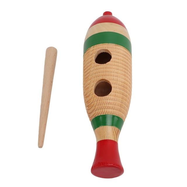 Loewten Straight Guiro,Wood Guiro Colorful Fish Shaped Straight Cylinder Guiro Percussion Instrument Toy For Children,Colorful Fish Shaped Guiro