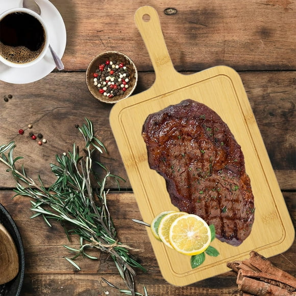 Dvkptbk Bamboo Tray Wood Cutting Board with Handle Wooden Ecologicals Bamboos Serving Board Kitchen Chopping Boards for Pizza Bread Cheese Charcuterie Fruit Vegetables Kitchen Utensils & Gadgets
