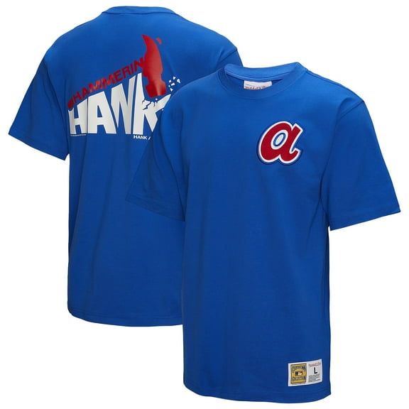 Men's Mitchell & Ness Hank Aaron Royal Atlanta Braves Legends Collection Vintage Logo T-Shirt