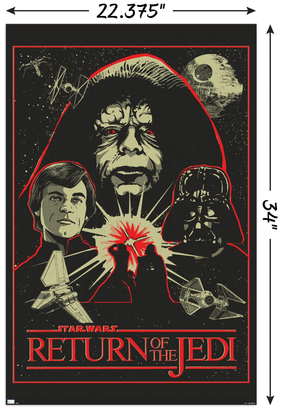 Star Wars: Return of the Jedi - Red Outline Illustration Wall Poster, 22.375" x 34"