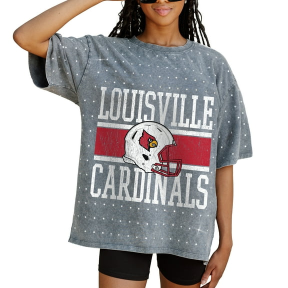Women's Gameday Couture Gray Louisville Cardinals On the Ball Oversized T-Shirt