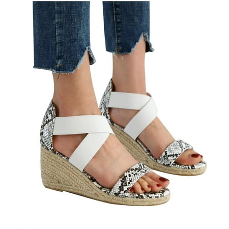 

Deals of the Day Bidobibo Womens Sandals Fish Mouth Wedge Sandals Hemp Rope Wedge High Heels Luxury Shoes Summer Casual Cross Strap Platform Sandals