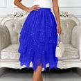 thumbnail image 4 of GEWSEY Tulle Skirts for Women, Puffy Skirt Asymmetrical Midi Length Ruffled Tutu Layered Mesh Fairy Skirt (Dark Blue, XL), 4 of 8
