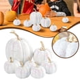thumbnail image 2 of 7 Pcs Fake Glitter Pumpkins Fall Artificial Pumpkins for Decoration Different Sizes, Halloween Thanksgiving Autumn Harvest DIY Foam Pumpkin Indoor Outdoor Home Decor, White, 2 of 6