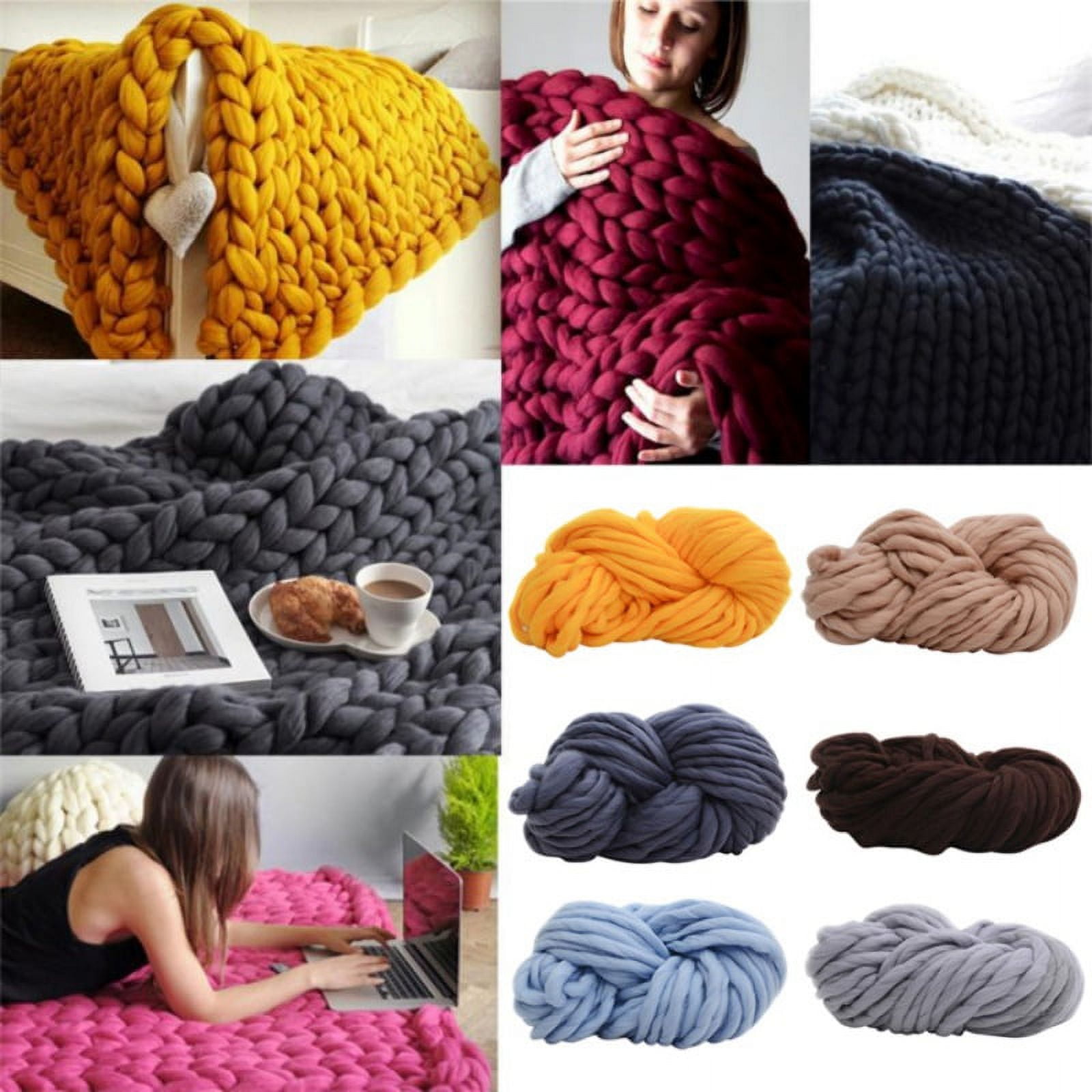 Super Soft Chunky Wool Gaint Yarn DIY Bulky Arm Knitting Roving Crocheting  Mat