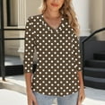 thumbnail image 5 of Womens 3/4 Sleeve Shirt, V Neck T Shirts for Women Summer Fashion Loose Fit Dots Printed Basic T-Shirts S-2XL, 5 of 5
