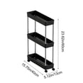 thumbnail image 3 of Rewenti 3-Tier Kitchen Shelving with Wheels Unit Narrow Space Storage Rack Multi-Tier Living Room and Bathroom Organizer, 3 of 6