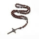 thumbnail image 1 of Collar rosario con cruz, rosario de madera natural color marrón oscuro, 1 of 3