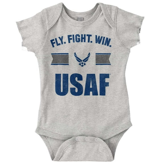 US Air Force Fly Fight Win USAF Romper Boys or Girls Infant Baby Brisco Brands 12M