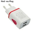 thumbnail image 1 of Dual USB Ports LED Light 5V 2.1A US/EU Plug Wall Home Travel Charger Adapter, 1 of 10