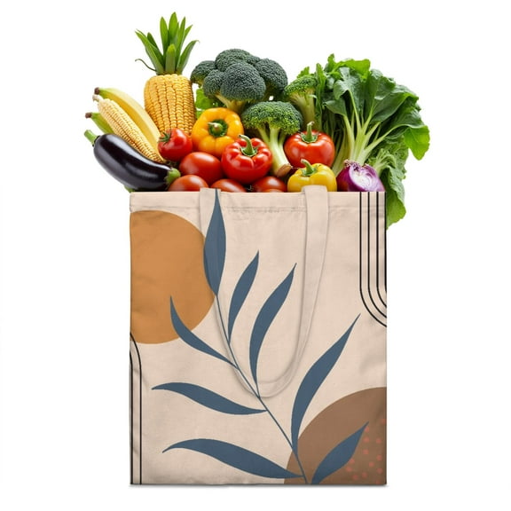 Boho Chic Canvas Tote Bag – Vintage Floral Tribal Pattern Reusable Grocery Bag, Abstract Geometric Earthy Aesthetic Shopping Bag for Women, Hippie & Artistic Lifestyle