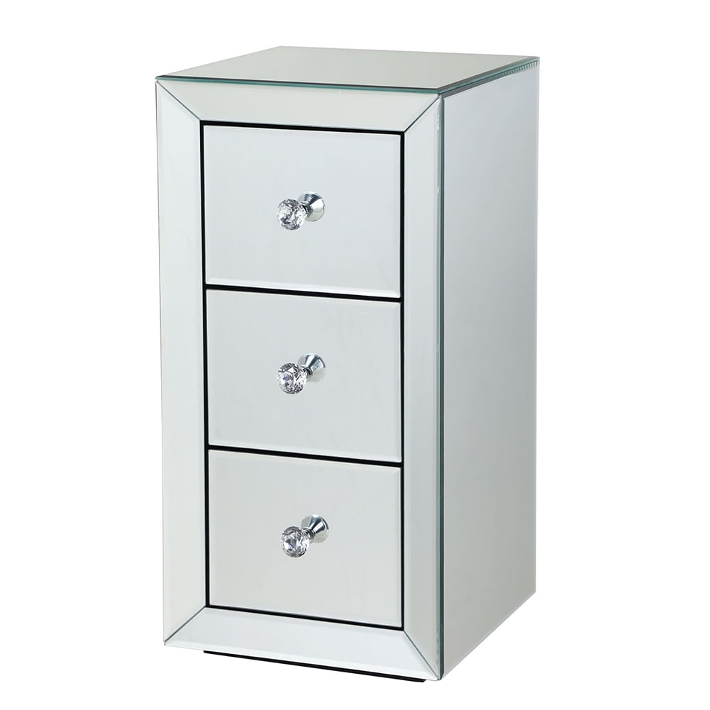 Kepooman Wood Leg Accent Table for Indoor Outdoor, Silver Mirrored Side Table for College Dorm with 3 Drawer, Modern Design Night Stand for Hallway Kepooman Wood Leg Accent Table for Indoor Outdoor, Silver Mirrored Side Table for College Dorm with 3 Drawer, Modern Design Night Stand for Hallway