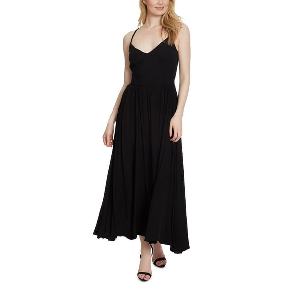 Jessica Simpson Womens Clia V Neck Long Maxi Dress Black S