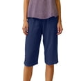 thumbnail image 5 of Capris for Women Plus Size Linen Summer Pants with Pockets Cotton Trousers for Women Ladies Summer Loose Slacks Navy 2XL, 5 of 5