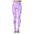 thumbnail image 3 of MKLEKYY Leggings de cintura alta con diseño floral para mujer, ideales para yoga y fitness, pantalones deportivos de 12 pulgadas., 3 of 4