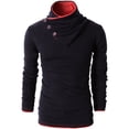 thumbnail image 2 of H2H Mens Fashion Turtleneck Slim Fit Pullover Sweater Oblique Line Bottom Edge NAVY US M/Asia L (KMTTL040), 2 of 5