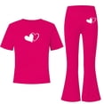 thumbnail image 4 of Zpanxa Girl Outfits Sets Girls Bow Graphic Tee and Flare Pants Set 2 Piece Casual Summer Outfit, 4 of 7