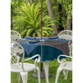 thumbnail image 3 of Outdoor Tablecloth with Umbrella Hole for Patio/Picnic/Party/Camping, Teal Blue Ombre Waterproof Table Cloth Round Cover Washable, Retro Farmhouse Gradient Wood (Dia 54"), 3 of 8