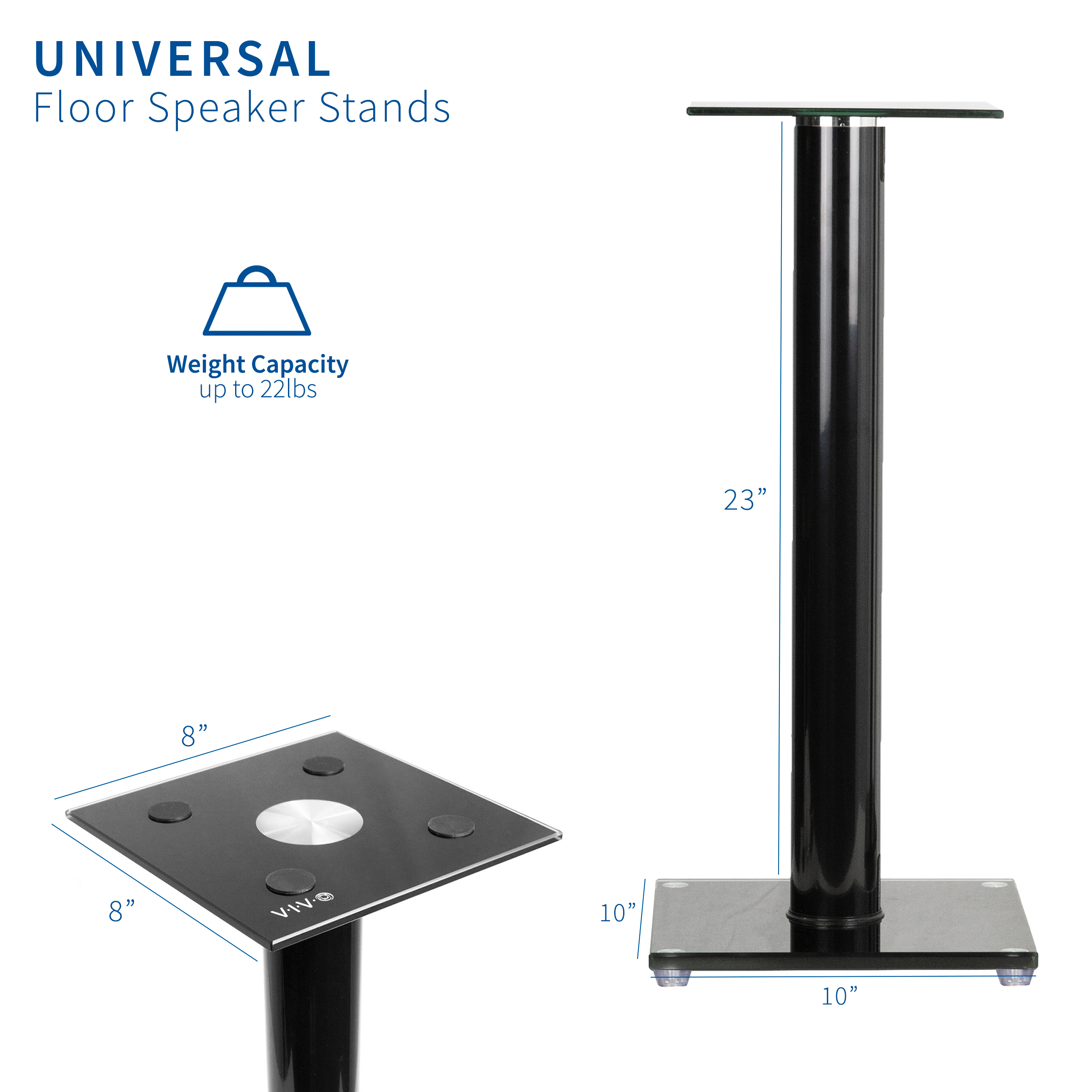 Premium Universal Floor Speaker Stands for Surround Sound & Book Shelf Speakers - image 2 of 6