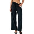 thumbnail image 3 of Sucegi Women's Striped Wide-Leg Pants Elastic Waist with Drawstring | Loose Fit for Concealing Imperfections | Perfect for Daily Commute, 3 of 5
