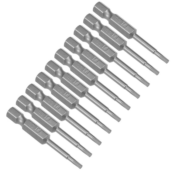 10pcs 50mm 1/4" Hex Shank T8 Magnetic Torx Head Screwdriver Bits S2 Alloy Steel