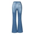 thumbnail image 6 of Karymi Women's Pants High Waist Multi Button Flare Jeans, Button Fly Belt Loops Full Length Bootcut Denim Trousers, Square Patch Front Pockets Jean Shorts, 6 of 6