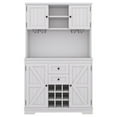 thumbnail image 4 of Coffee Bar Cabinet with Storage,Farmhouse Wine Cabinet with Drawers Shelves and Cabinets,Kitchen Cabinet Wine & Glass Racks for Dining Room,Kitchen,Off White, 4 of 7