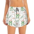thumbnail image 2 of Vsdgher Frog and Mushrooms Print Women's Running Double Layer Shorts High Waisted with Pockets Elastic Yoga Workout Athletic Gym Sports, 2 of 8
