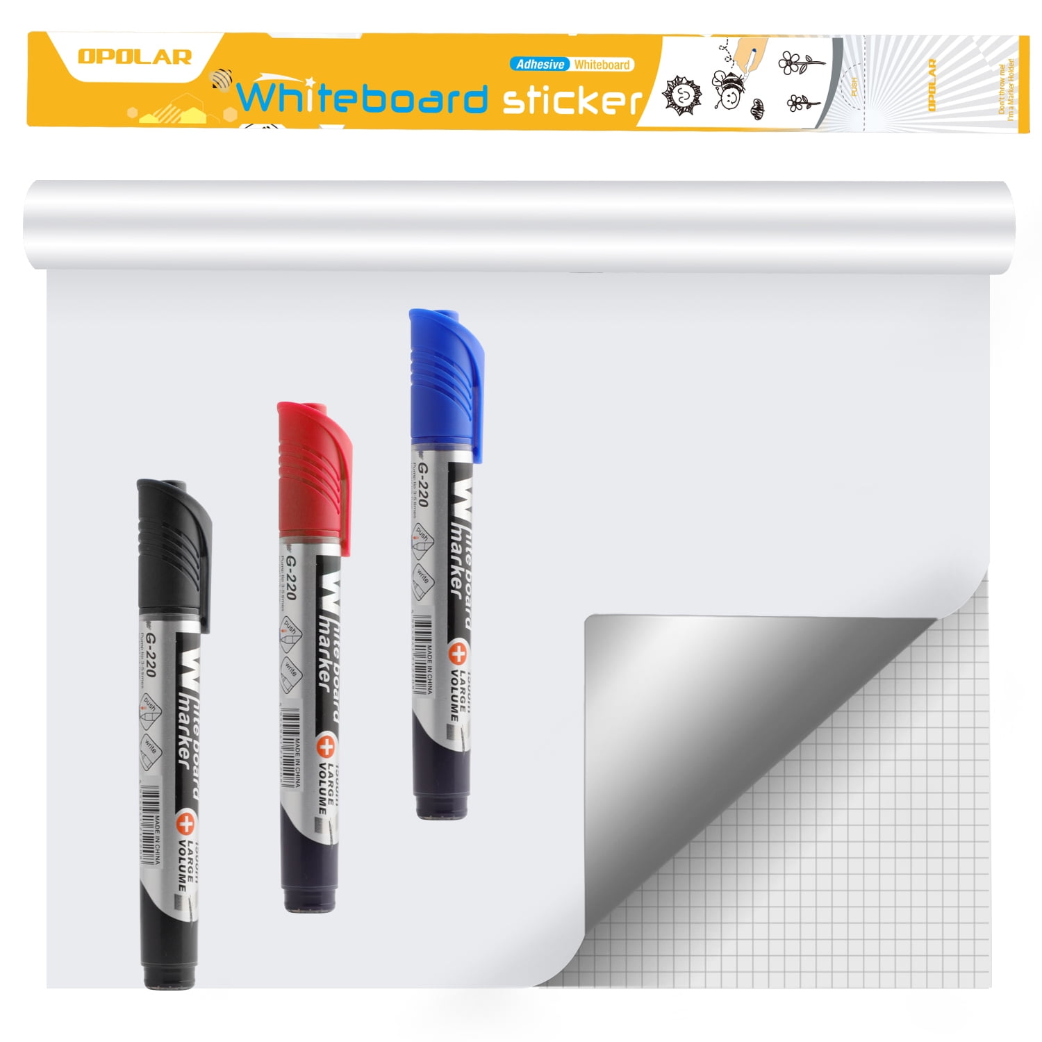 Lowestbest Whiteboard Sticker Paper, Dry Erase Board Sticker Upgrade 11Ft Extra Wide, Self Adhesive Wall Paper Roll - White