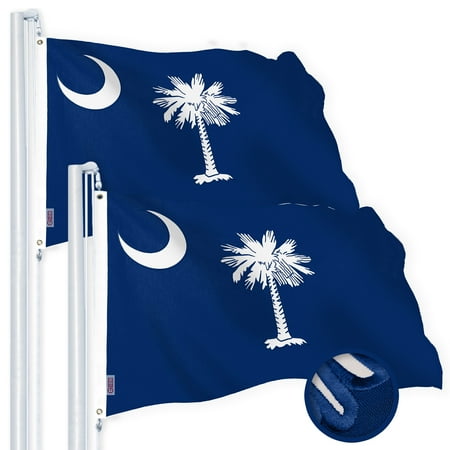 G128 2 Pack: South Carolina SC State Flag | 2.5x4 Ft | StormFlyer Series Embroidered 220GSM Spun Polyester | Embroidered Design, Indoor/Outdoor, Brass Grommets, Heavy Duty, All Weather