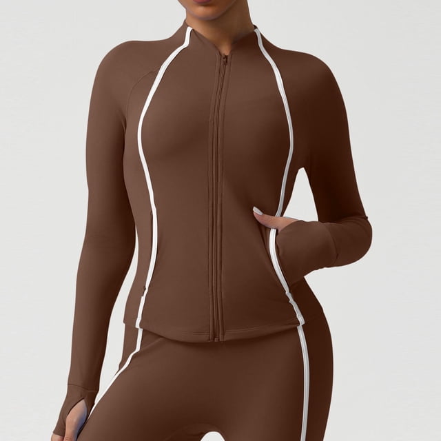 Ailaofu Running Jacket for Women Workout Jackets Zip Up Slim Fit Athletic Yoga Cropped Tops