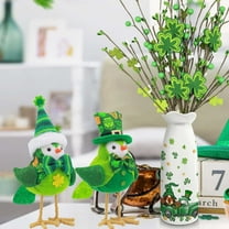 Plush Bird Decorations Bird Figurines Doll Table Ornament Plush Bird Fabric Bird for St Patrick's Day Gifts Indoor Outdoor Office Shelf Garden Birthday Party Favors Ornaments (Irish)