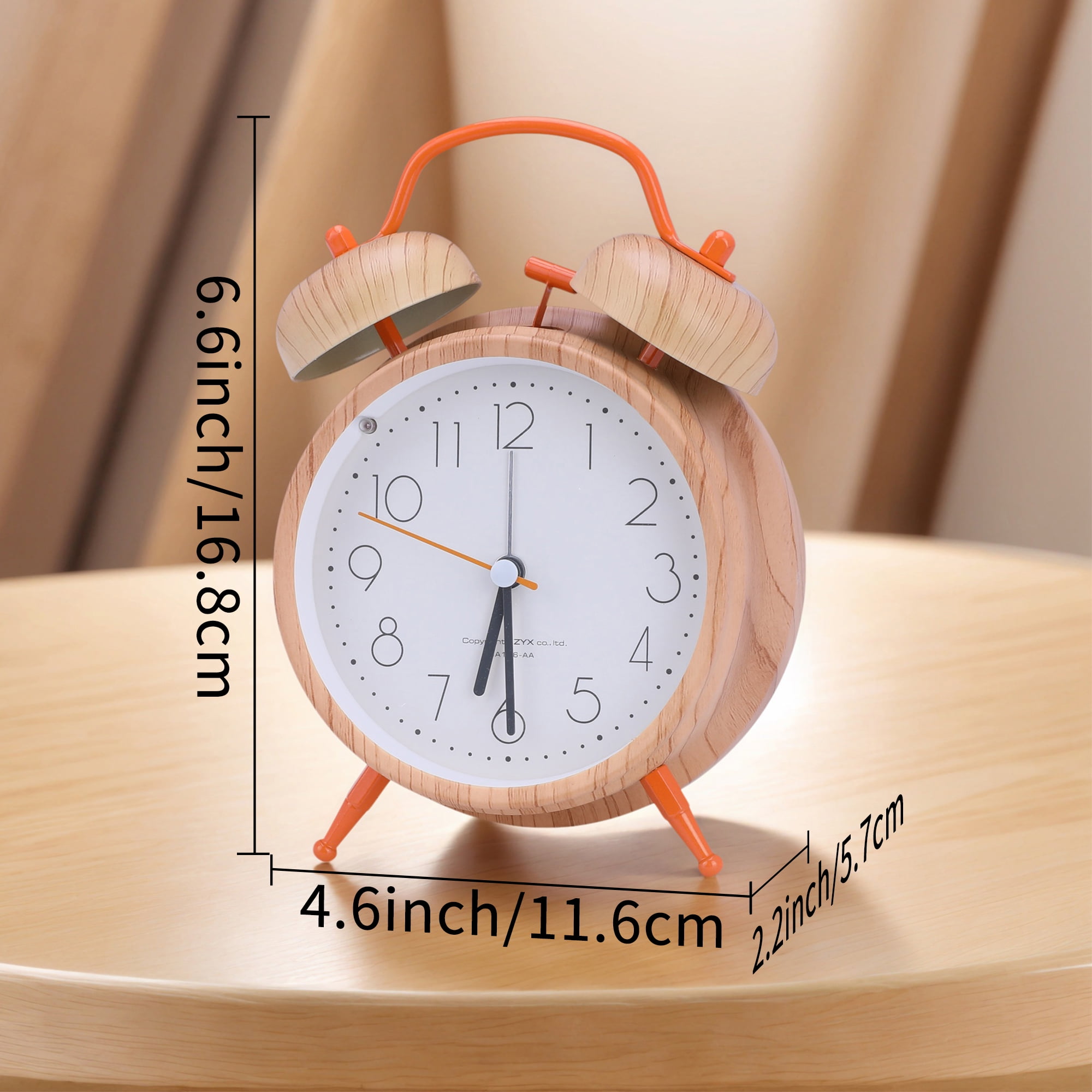 Unique Bargains Alarm Clock with Wood-Grain Patterns Orange 4.6"L x 2.2"W x 6.6"H