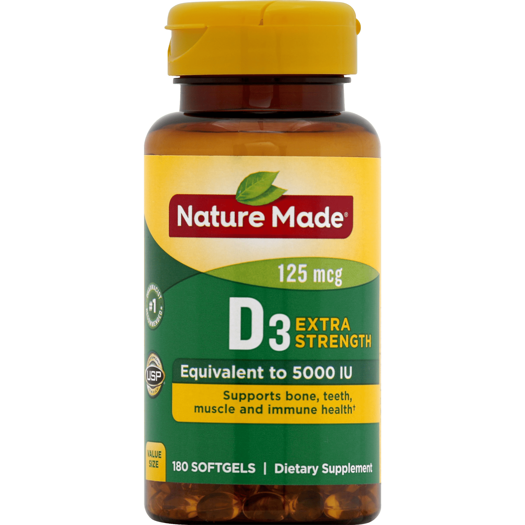 Buy Nature Made Extra Strength Vitamin D3 5000 IU (125 mcg) Softgels