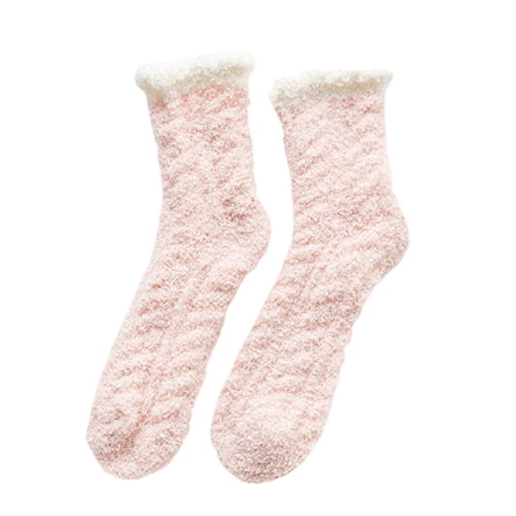 Women Girls Socks, Casual Soft Skin-friendly Fluffy Thicken Coral fleece Plush Winter Feet Warmer Middle Tube Sleeping Socks for Daily Wear