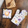 thumbnail image 5 of Floral Butterfly Pattern Kitchen Oven Mitt and Pot Holder Sets 2 Pcs for Baking, Cooking and Grilling, Heat Resistant Up To 392 °F, 5 of 7