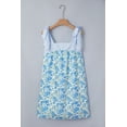 thumbnail image 6 of Women's Sky Blue Floral Print Mini Dress – Casual Summer Style with Bow Knot Straps, XL, 6 of 12
