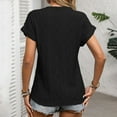 thumbnail image 4 of Women's Spring/summer Solid Color V Neck Short Sleeve Button Loose T Shirt Athletic Tops for Women Short Sleeve Women Shirts Long Sleeve Womens A Shirts Long Sleeve Summer Shirt Women's Long Sleeve, 4 of 5