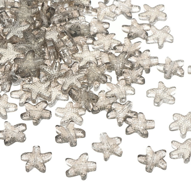 Uxcell 120 Pcs Cuentas de Estrella de Mar, Suministros para Hacer Pulseras, Collares y Aretes de Animales Marinos, Gris Transparente